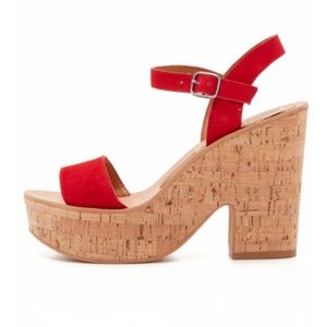Dolce Vita red randi suede cork wedges sandals 8